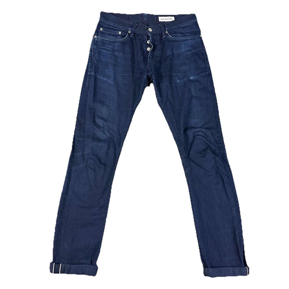 Gustin Jeans California Slim Fit Raw Button Fly Mens 31X33 Dark Blue Selvedge